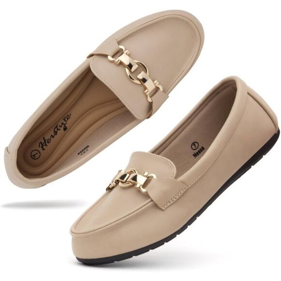 Women khaki Herstyle Penny Loafers Lightweight Walking Flats Casual Shoes - Picture 2 of 6